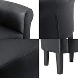 [en.casa] Fauteuil Chaise Siège Similicuir Plastique Noir 70 x 70 x 58 cm