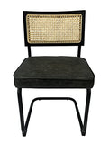 Sensoreve - Chaise TOLIMAN Cannage & Coussin Confort pour Salon/Salle à Manger, Tissage en Cannes de rotin Naturel, Cadre en Bois Naturel (Bois Noir/Assise Cuir Gris)