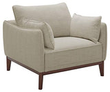 Marque Amazon - Stone & Beam Hillman Fauteuil pour salon style Mid-Century avec pieds et base en bois, 99 cm de large, Ivoire,