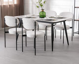 Wahson Lot de 2 Chaise Salle à Manger en Peluche Chaise de Cuisine Moderne Rembourré avec Pieds en Métal, Chaise de Salon pour Cuisine/Restaurant, Blanc