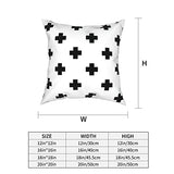 Housse de coussin carrée avec fermeture éclair invisible Motif croix suisse Noir/blanc 45,7 x 45,7 cm
