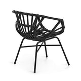 Kave Home - Chaise de Salle à Manger Kaly en rotin Noir avec accoudoirs et Pieds en Acier Noir