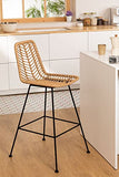 SKLUM Tabouret Haut en Rotin Synthétique Naturel Gouda Naturel Noir ↑75 cm