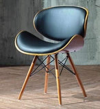 folk Style rétro DSW Simili Cuir Eiffel à Manger Chaise de Bureau en Bois Finitions Noyer (Noir Faux Cuir)