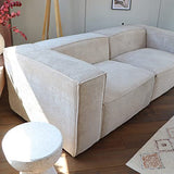 HOMIFAB Canapé modulable 3 Places en Velours côtelé Beige - Roma