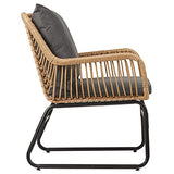 IDIMEX Chaise de Salle à Manger Albedo Imitation rotin, Fauteuil d'intérieur ou d'extérieur pour Jardin en polyrattan résistant aux UV et Acier Anti-Rouille laqué Noir, avec 2 Coussins Gris