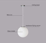 AUA Lustre boule en verre, Lampe suspension, Lampe intérieur simple pour Chambre Salon Couloir Restaurant Café 1pcs (25CM)
