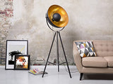 Lampadaire Design Trépied Tendance en Métal Noir et Doré avec Abat-jour Réglable E27 Max 40W pour Éclairage de Chambre ou Salon Industriel Beliani