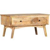 vidaXL Bois de Manguier Massif Table Basse Table d'Appoint avec 2 Tiroirs Table de Salon Table de Canapé Salle de Séjour Maison Intérieur 82x52x42 cm