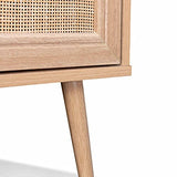 Buffet de Rangement en cannage 120x39x70cm - Bohème - 2 Niveaux. 3 Portes. Pieds scandinaves