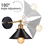 AWEKLIY Applique Murale en Métal Rétro Éclairage Industriel Suspension Luminaire Plafonnier Plafonnier E27 Pour Café Loft Cuisine Bar Restaurant Porche Allée Noir (Lot de 2)