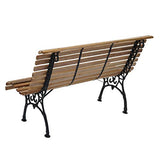 Banc de Jardin HWC-F97, Banc du Parc, Banquette en Bois, Fonte, 3 Places, 122cm, 22kg - Marron Clair