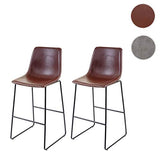 Mendler 2X Tabouret de Bar HWC-E54, Chaise de Bar/comptoir, Vintage - Similicuir Marron
