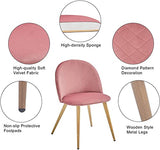 GrandCA HOME Lot de 2 Chaises de Salle à Manger en Velours, Chaises de Cuisine avec Coussin de Siège en Velours Doux, Chaises de Salle à Manger Latérales Rembourrées pour Salon, Rose