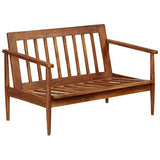 vidaXL Canapé à 2 Places Cuir Véritable avec Bois Acacia Marron Sofa de Salon