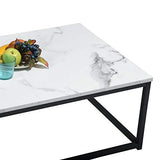 MEUBLE COSY Salon Table Basse Design Moderne Style Industriel, Structure en Métal, Marbre, 110x60x34cm