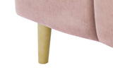 Loungitude Canapé d'angle réversible, convertible en  velours rose et pieds bois clair avec coffre