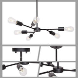 Pendentif Lumière Moderne Noire Satellite Suspension Industrielle Métal Lampe Suspensions Salle à Manger Lustre-6 Lumière