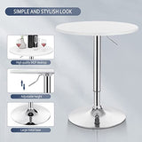 WOLTU BT02ws Table de Bar en MDF avec Pied,Table Ronde Hauteur réglable,Blanc