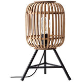 Lampe de table, 1 x E27 max. 40 W - Métal/rotin - Marron clair