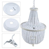 Pendentif en perle de bois - Lustre vintage - Lustre en bois avec 2 culots E14.