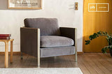 pib Fauteuil en Velours Brompton - Grand Confort d'assise, Association Facile, Esthétique intemporelle, Finition dorée | Un Fauteuil en Velours Gris aux airs Art déco - Or nacré (L88 x H82 x P78 cm)