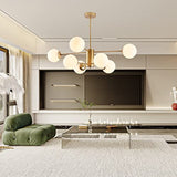 ENXING Lampe à Suspendre Grand Salon Lustre E27 Moderne Fer Suspension Luminaire sphérique Chambre à Coucher Lampe de Salle à Manger Abat-Jour Verre Eclairage moléculaire Bar Café Plafonnier