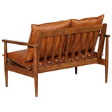 vidaXL Canapé à 2 Places Cuir Véritable avec Bois Acacia Marron Sofa de Salon