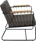 HOME DECO FACTORY HD7163 Fauteuil Assise Siege Salon Pieds, Métal, Marron-Noir-Bois, 63x79x73cm