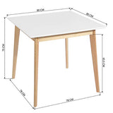 FURNITURE-R France Currency Square Top 80 Table Salle à Manger, Bois, Blanc-80-carré, 808075cm