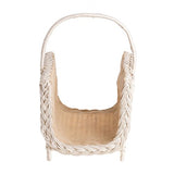 Panier de cheminée en osier beige avec housse en jute