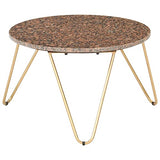 HINSD Table basse marron 65 x 65 x 42 cm en pierre véritable avec texture marbre