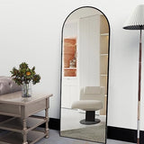 CASSILANDO Bow Miroir Complet du Corps avec Support 150 x 50 cm, Miroir de Sol, sur Pied Arrondi, Grand Miroir Mural dans la Chambre à Coucher, Dressing (Noir)