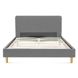 IDMarket - Lit Double scandinave Balta 140 x 190 CM Tissu Gris Clair