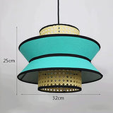 Ybzx Plafonnier Style Chinois Tissu Lustre Simplicité Restaurant Café Rotin Art Lampe Tissé À La Main Tissage Pendentif Lumière E27 Drop Light Intérieur Suspension Lumière Couleur: Orange/Bleu