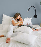 DAWALIGHT Lampe de Lecture Murale Col de cygne 400 mm clairage lot de 2 LED 3W 3000K Blanc chaud Murale de chevet avec Interrupteur pour chambre salon livres, Noir