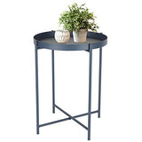 Day – USEFUL EVERYDAY Table d'appoint, table de salon, support pour fleurs, table en métal revêtu par pulvérisation, design scandinave, bleu nuit, Ø38 H50 cm, utilisation polyvalente