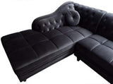 Menzzo A968VD Contemporain Brittish Canapé d'Angle Bois/Velours Noir 240 x 180 x 80 cm