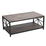 MEUBLE COSY Tables Basses Salon avec étagère Industriel Rectangulaire Bout de Canapé en Bois d'ingénierie et Cadre en Métal, Marron, 110x60x43cm