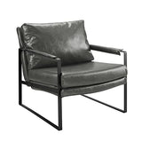 Zouron Fauteuil de Salon Vintage en Similicuir, Fauteuil Relax Confortable avec Pieds en Métal, Fauteuil Chambre Industriel, Gris