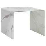 Tidyard Table Basse en Verre Trempé avec Un Aspect de Marbre Unique Style Moderne Blanc 50 x 50 x 45 cm