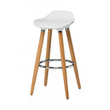 Fusion Living Tabouret de Bar en Plastique Blanc Pieds en Bois hêtre