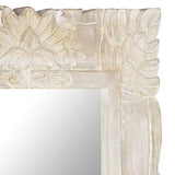 Tidyard Miroir Mural Design, Miroir Rectangulaire à Accrocher, Miroir Cadre en Bois Blanc 80x50 cm Bois de manguier Massif