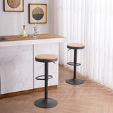 Kidol & Shellder Tabourets de Bar Chaises de Salle à Manger Lot de 2 Noir, Tabouret en Bois Hauteur Réglable à 360°, Tabouret de Bar en Bois et Métal, pour Maison Cuisine Comptoir Bistro