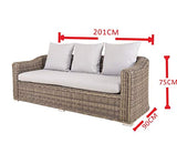 Strandgut07 - Canapé 3 places en polyrattan avec coussins, 90 x 201 x 75 cm