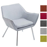 CLP Fauteuil Lounge Design Caracas Tissu I Chaise Confortable Assise et Dossier rembourrés Accoudoir I Fauteuil de Salon Piètement en Métal Gris