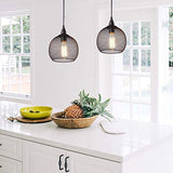 Mengjay Pendentif Industriel Rétro En Métal E27 Ampoule En Forme de Noir Fini Suspension Luminaire Suspendu Pour Cuisine Island Salle À Manger Ferme Pas D'Ampoule(Ø22 cm)