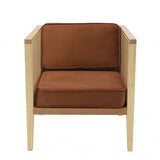 MACABANE ALBANE - Fauteuil cannage Assise Amovible Velours Orange