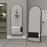 CASSILANDO Bow Miroir Complet du Corps avec Support 150 x 50 cm, Miroir de Sol, sur Pied Arrondi, Grand Miroir Mural dans la Chambre à Coucher, Dressing (Noir)