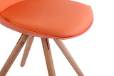 CLP Chaise de Salle à Manger ALBI Revêtement Similicuir I Chaise Retro Rembourrée Dossier Ergonomique I Pieds en Bois Forme Ronde I Chaise Scand, Couleurs:Orange, Couleur du Cadre:Natura (chêne)